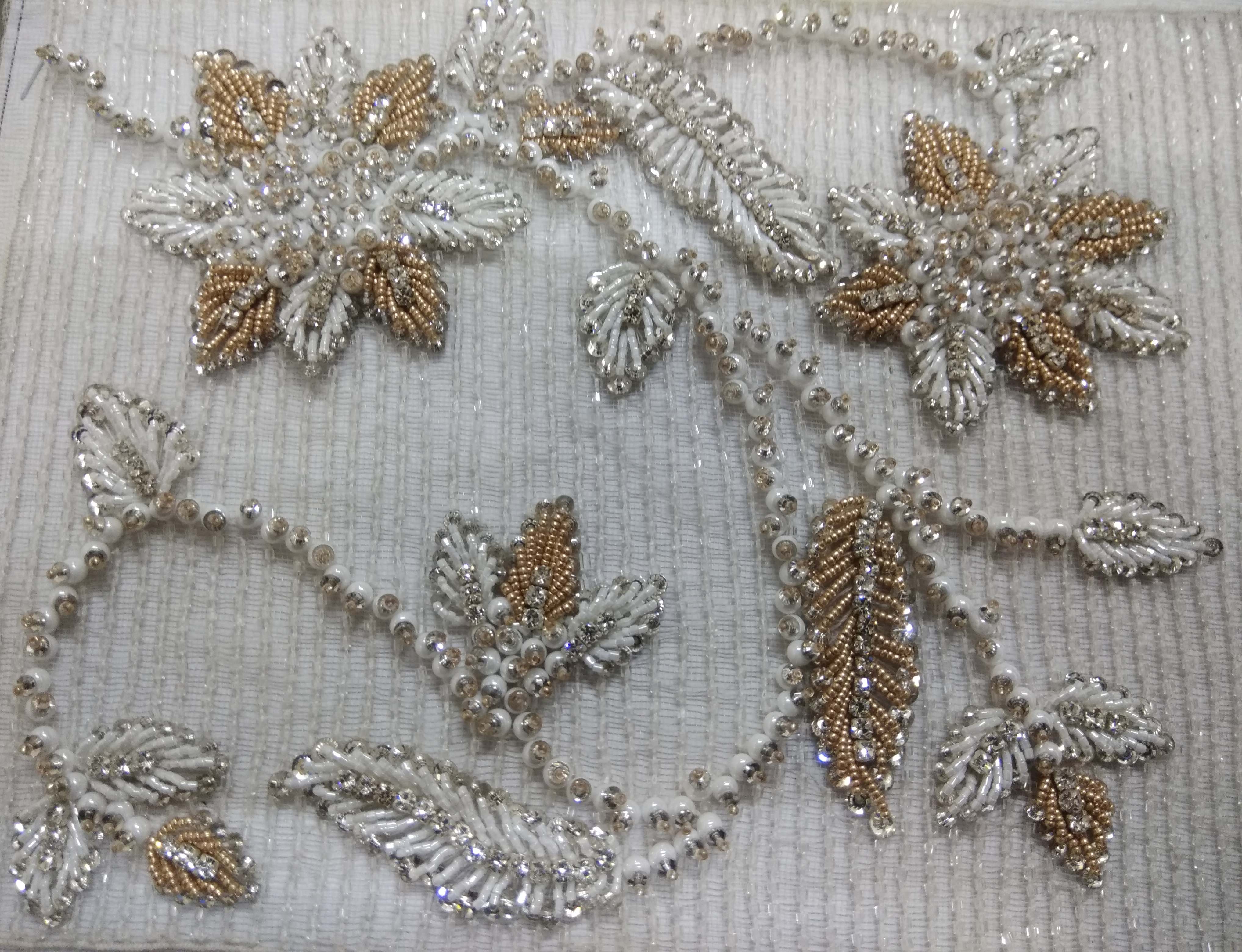 Bridal Hand Embroidery  Bridal Crystal Beads Embroidery